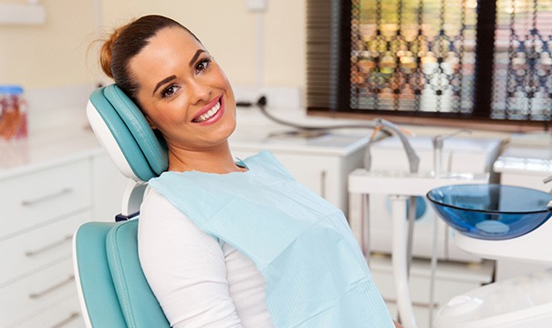 Woman smiling in dental chair