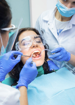 Woman getting a dental treatment