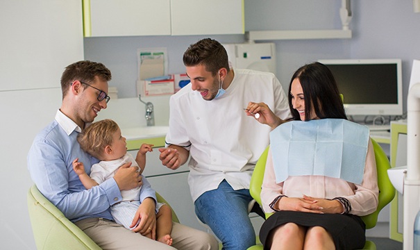 Young family at dentist for sealants