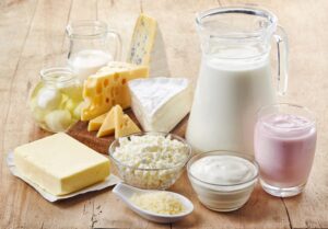 Assortment of dairy products. 
