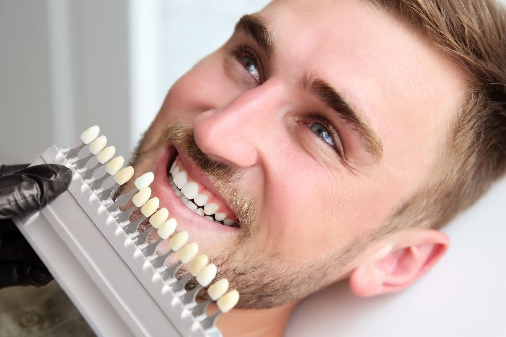 A man getting cosmetic dentistry treatment